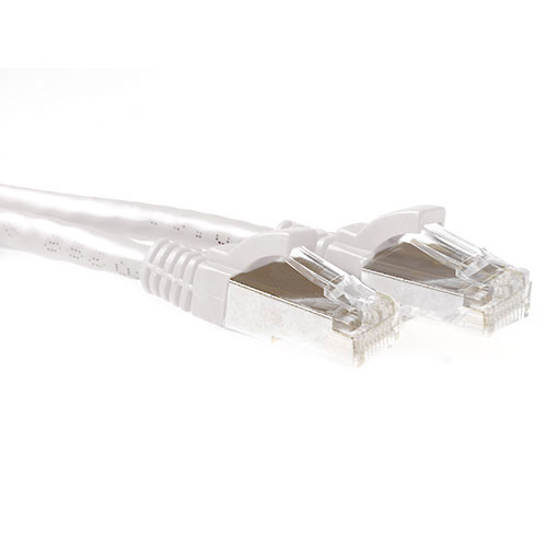 White 0.5 meter SFTP CAT6A patch cable snagless with RJ45 connectors