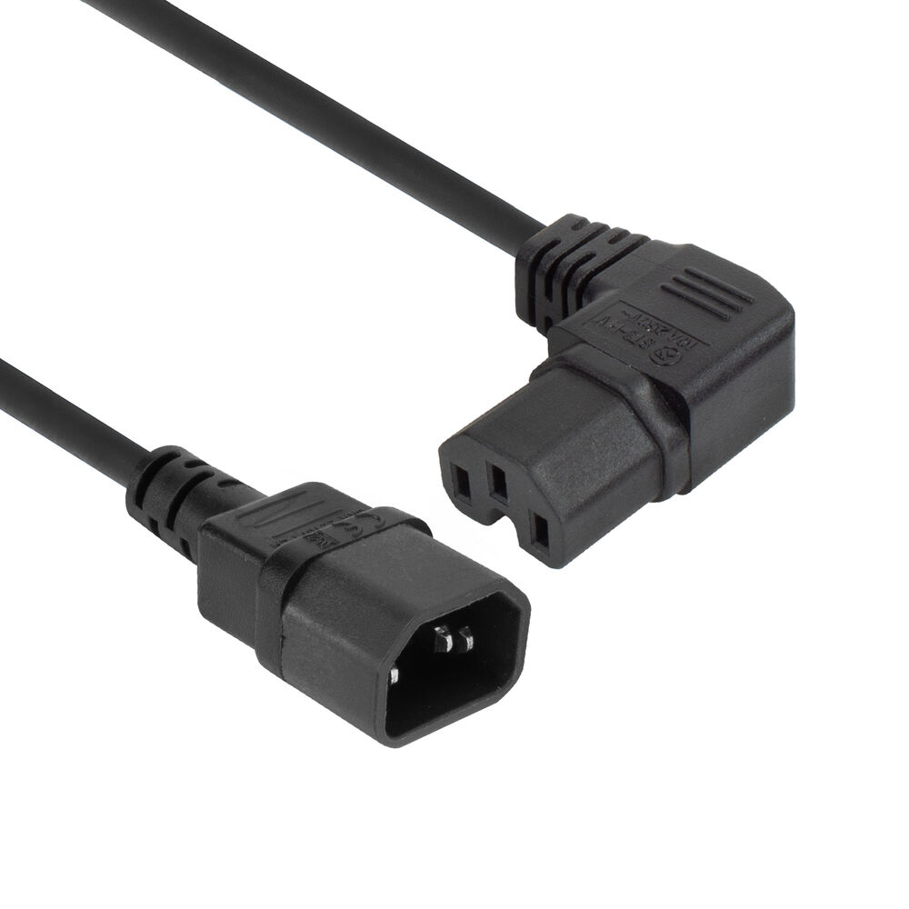Powercord C14 - C15 (angled right) IEC60320 black 0.6 m