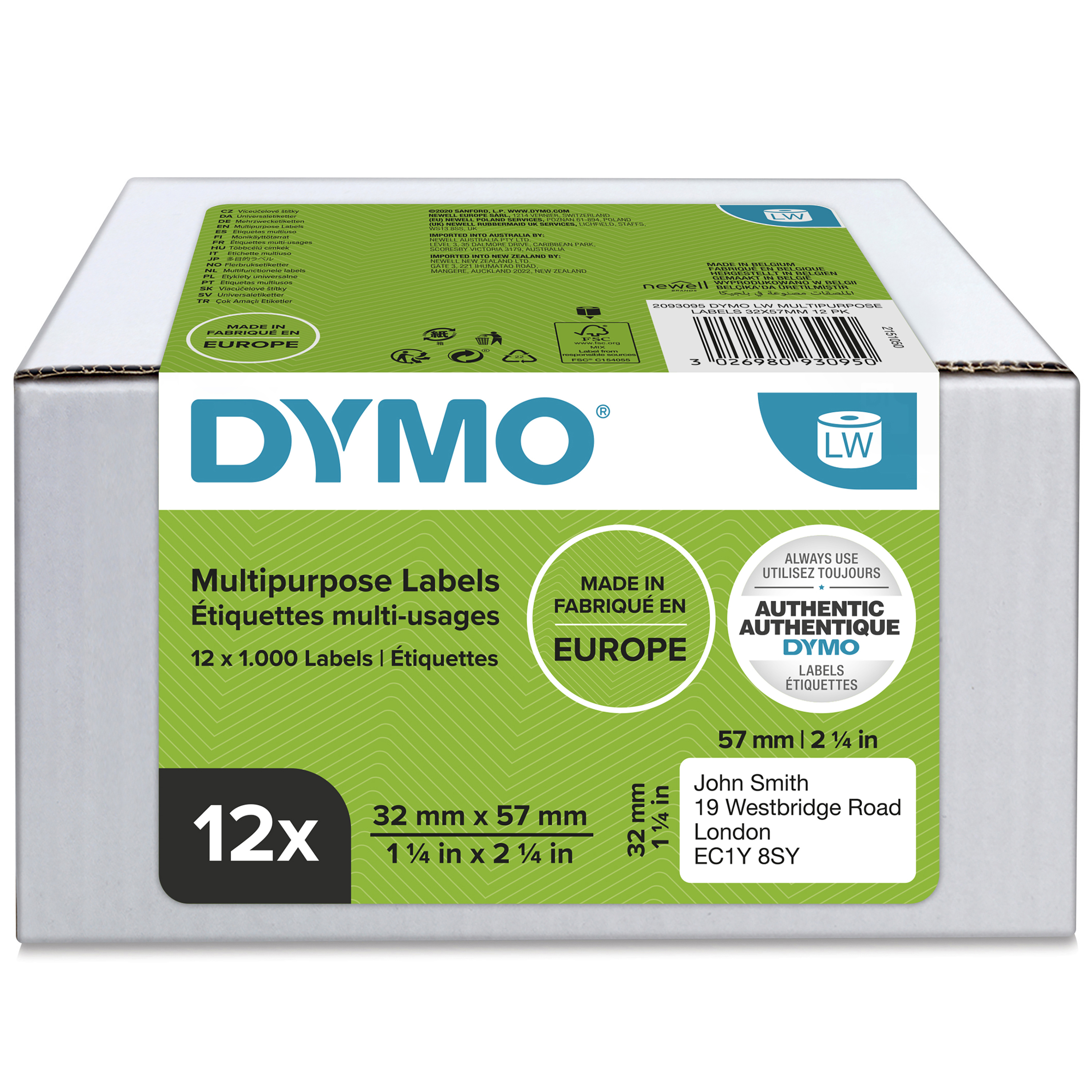 Dymo Vielzweck-Etiketten 32 x 57 mm wei 12x 1000 St.