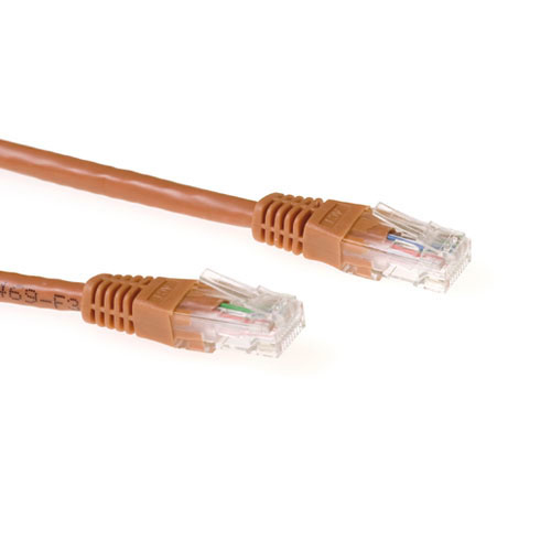 Brown 10 meter U/UTP CAT6A patch cable with RJ45 connectors