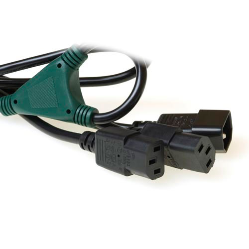 Powercord split cable C14 to 2 x C13 splitting at: 1.00 m