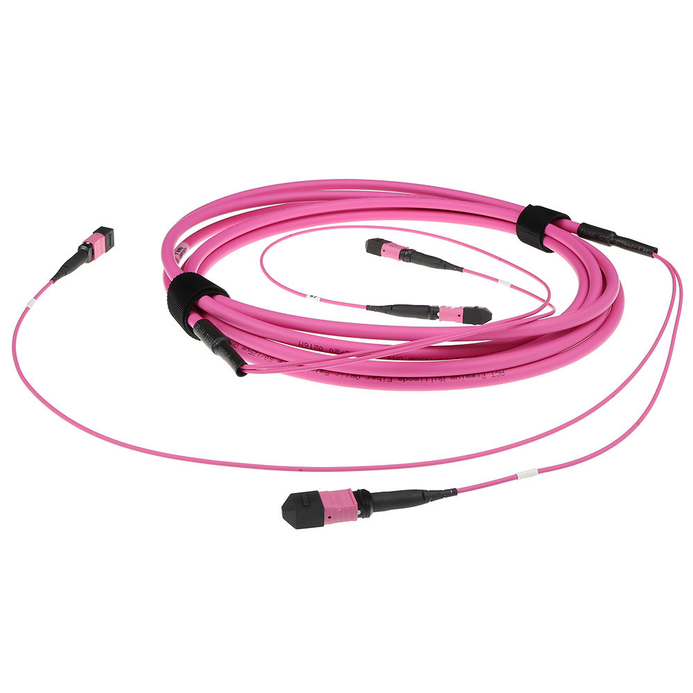 100 meter Multimode 50/125 OM4(OM3) polarity A fiber trunk cable with 2 MTP/MPO female connectors each side