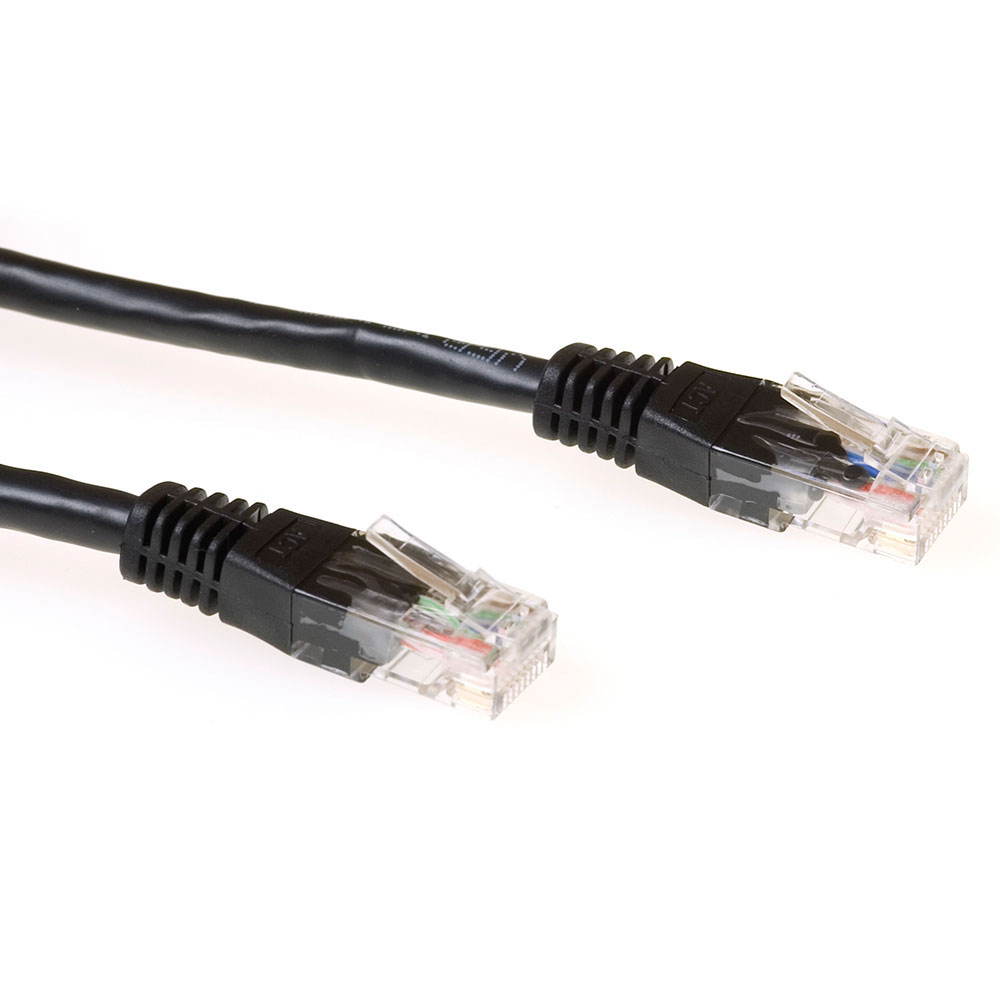 Black 2 meter U/UTP CAT6 patch cable with RJ45 connectors