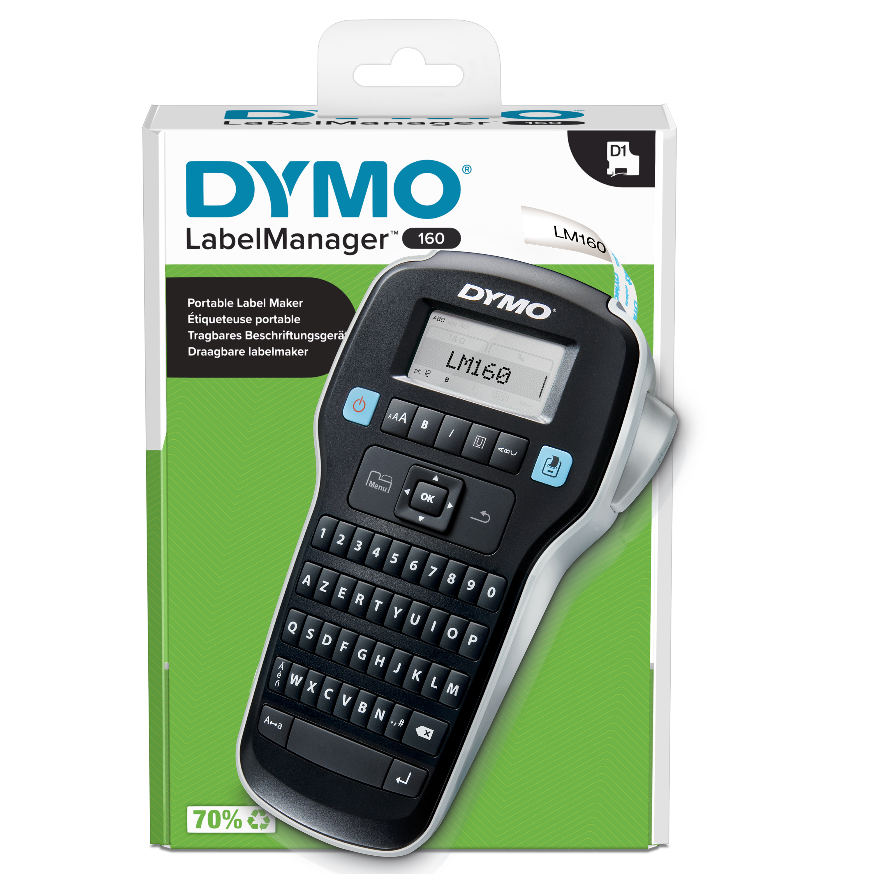 DYMO Labelmanager 160 Label  Printer Thermal Transfer 160  X 160 Dpi 12 Mm/Sec D1 Azerty
