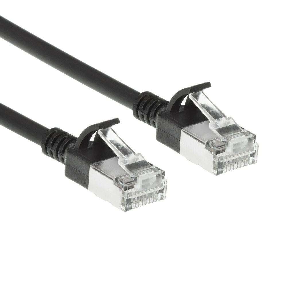 Black 5 meters LSZH S/FTP CAT7 slimline patch cable snagless with RJ45 connectors