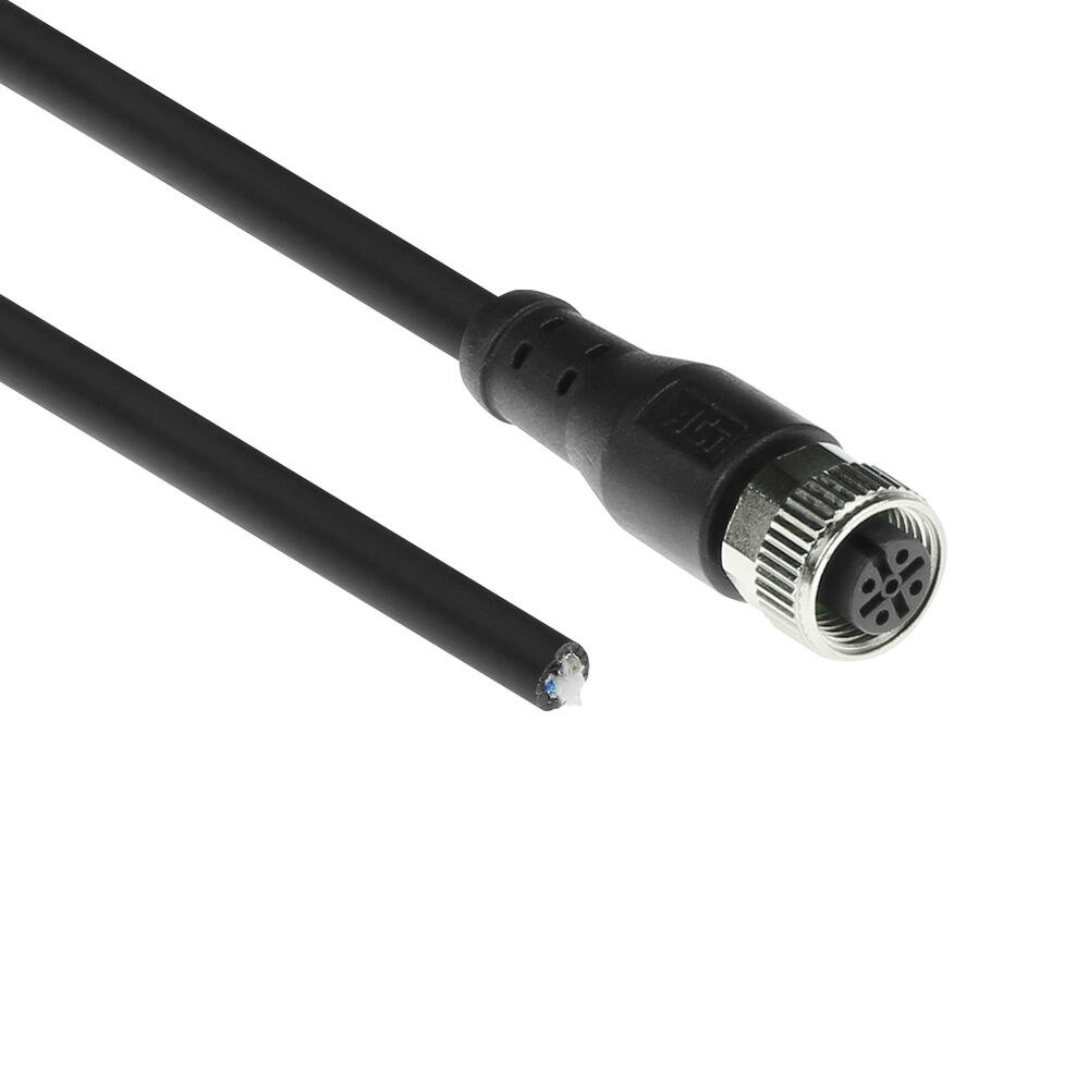 Industrial 5.00 meters Sensor cable M12A 5-pin male to open end, Superflex Xtreme TPE cable, shielded