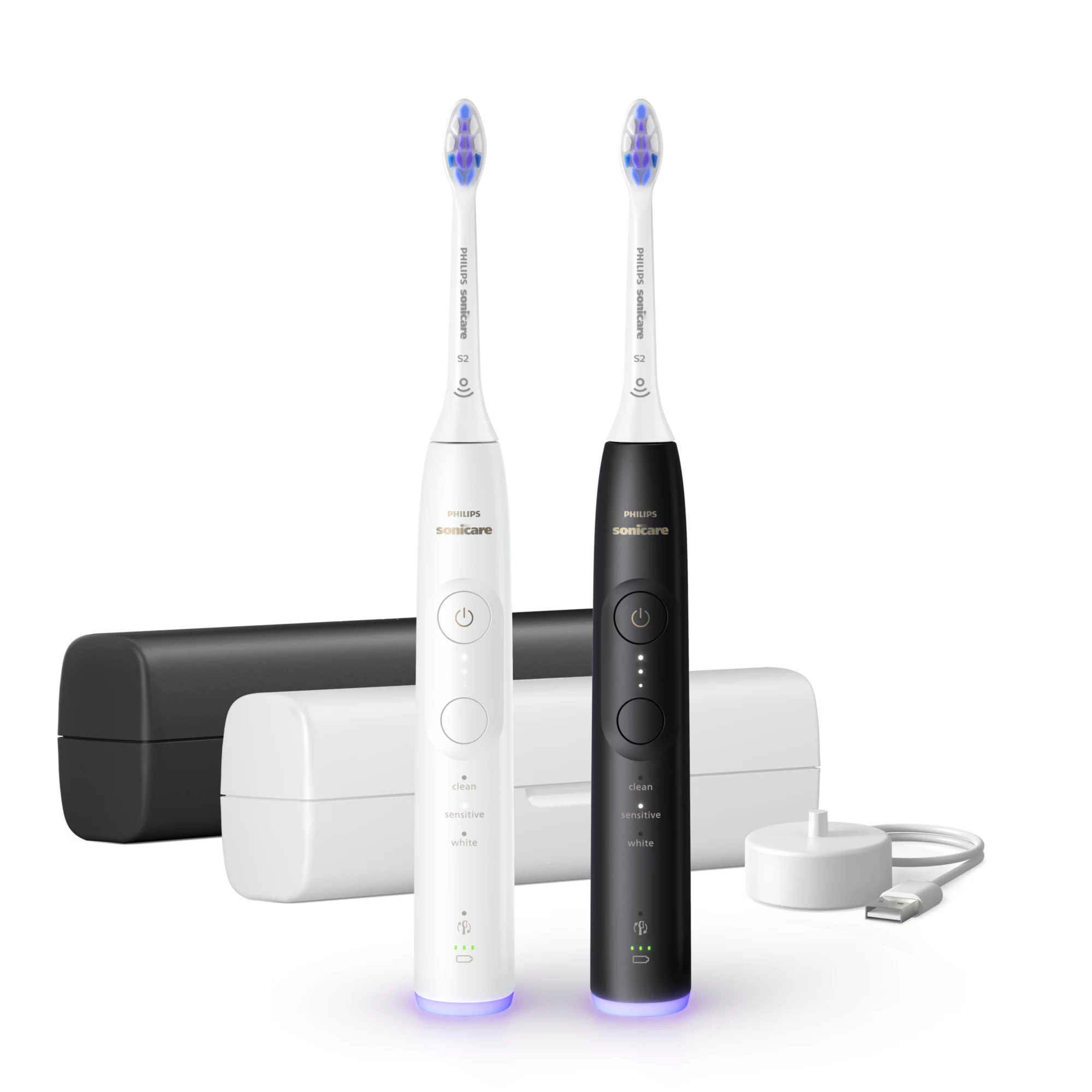 Zahnbürste HX7419/01 / Sonicare 6500 mit Etui Doppelpack Schwarz/Weiß