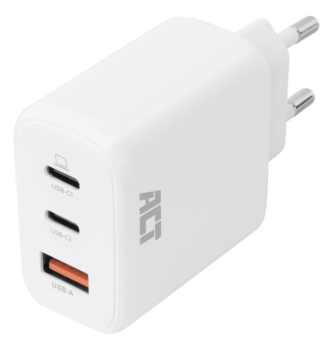 USB-C/USB-A Charger 65W 3-port with Power Delivery PPS, QuickCharge and GanFast