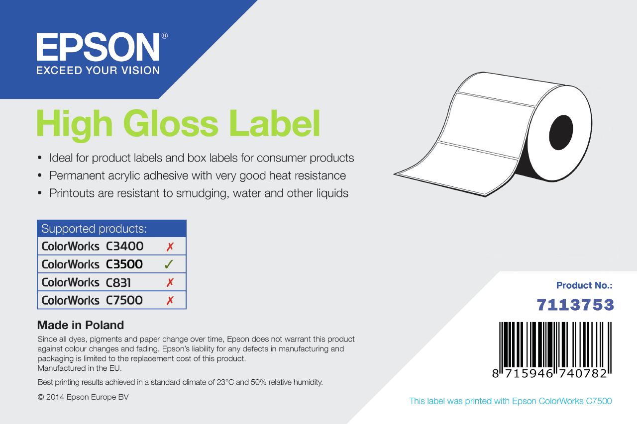 EPSON High Gloss Label 102x51mm 610 Etiketten, Die-Cut
