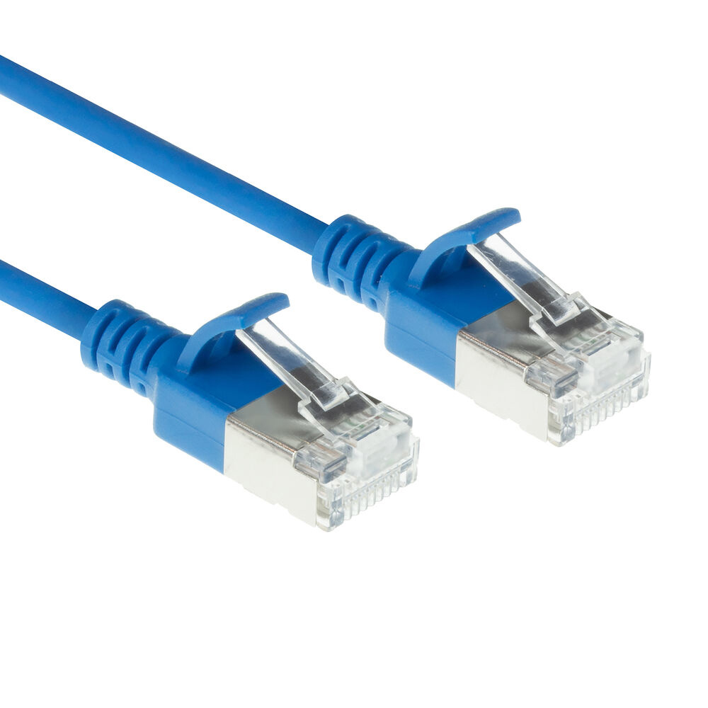 Blue 3 meters LSZH S/FTP CAT6A slimline patch cable snagless with RJ45 connectors