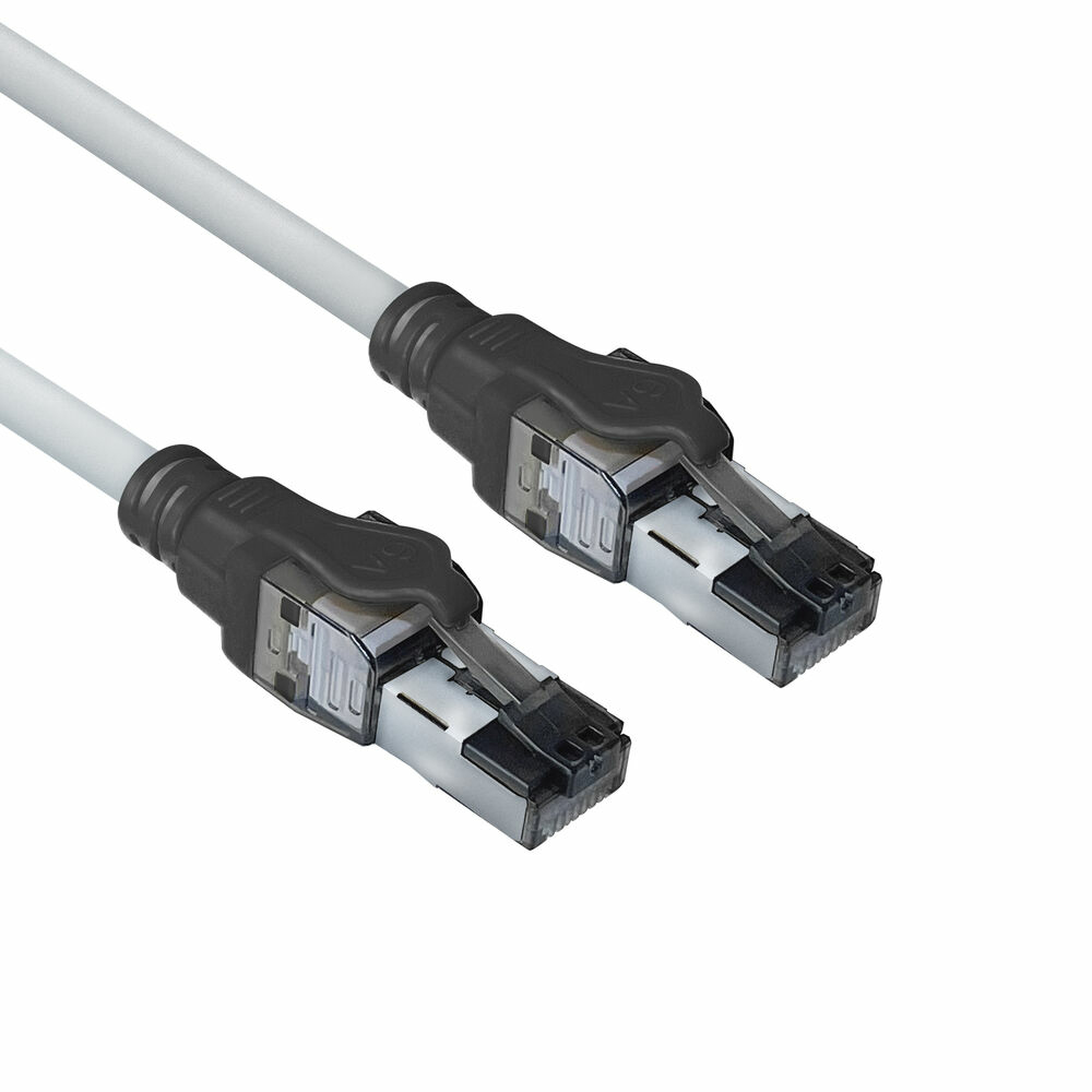 Grey 3 meters S/FTP CAT6A IDC 4PPoE / PoE++ 100W LSZH patch cable snagless with RJ45 connectors, ACT Powerpatch