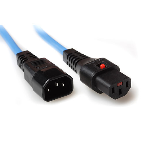 Powercord C13 IEC Lock - C14 blue 2 m, PC962