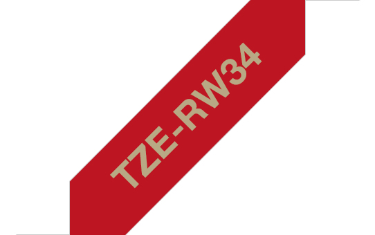 Brother TZERW34 tyg 12 mm, guld på vinröd