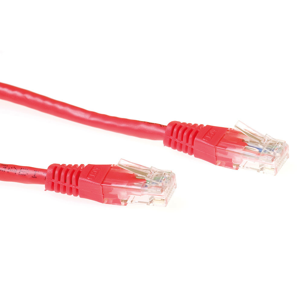 Red 0.5 meter U/UTP CAT6 patch cable with RJ45 connectors