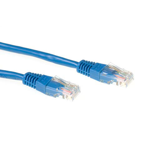 Blue 0.25 meter U/UTP CAT6 patch cable with RJ45 connectors