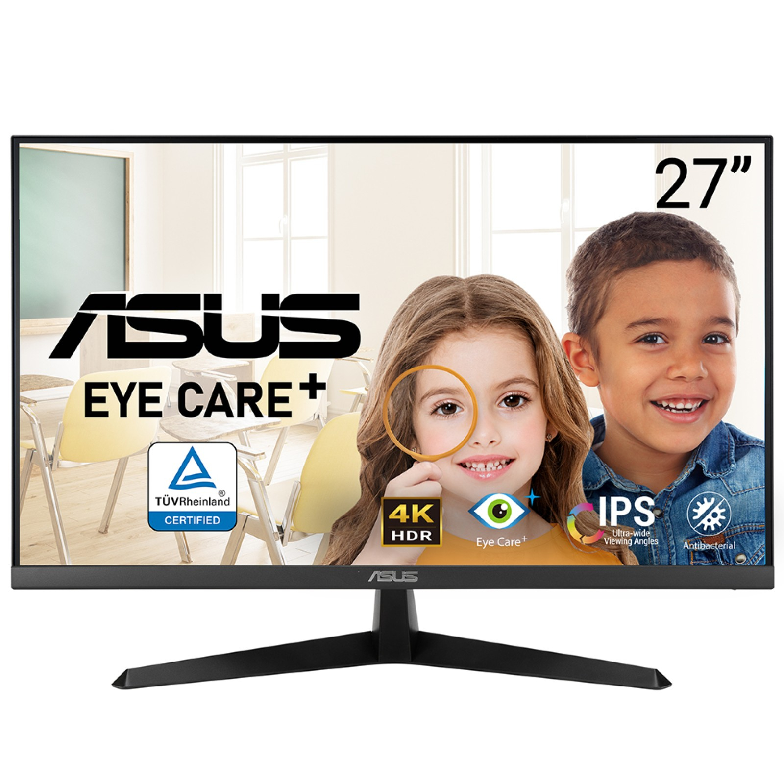 ASUS VY27UQ Eye Care Monitor 68,58cm 27Zoll IPS WLED UHD 16:9 60Hz 350cd/m2 5ms 2xHDMI DP 2x2W Black
