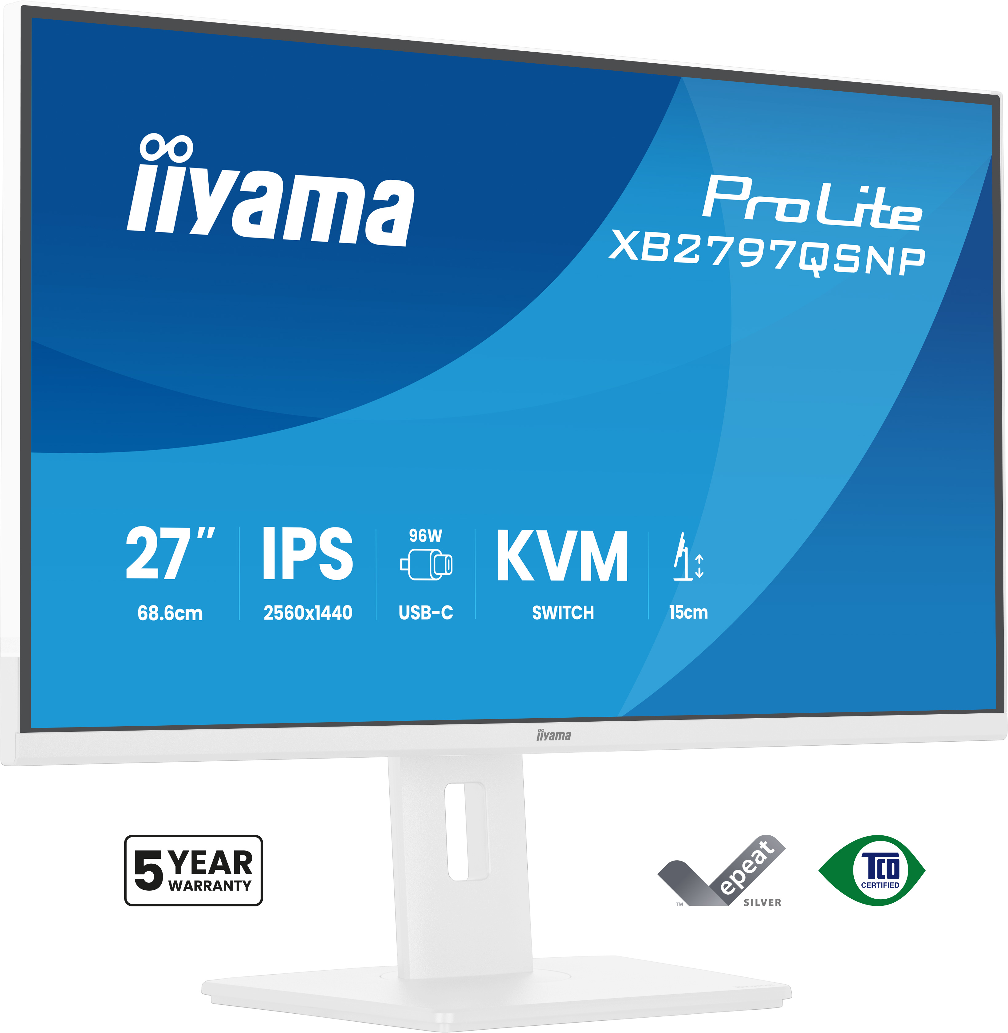 iiyama ProLite XB2797QSNP-W1 27 IPS 2560 x 1440 (2K) HDMI DisplayPort USB-C 75Hz