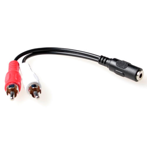 0,15 meter audio connection cable 1x 3,5 mmm jack male naar 1x 3.5mm stereo jack female - 2x RCA male