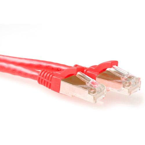 Red 5 meter SFTP CAT6A patch cable snagless with RJ45 connectors