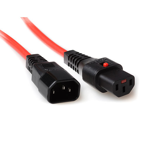 Powercord C13 IEC Lock - C14 red 3 m, PC1387