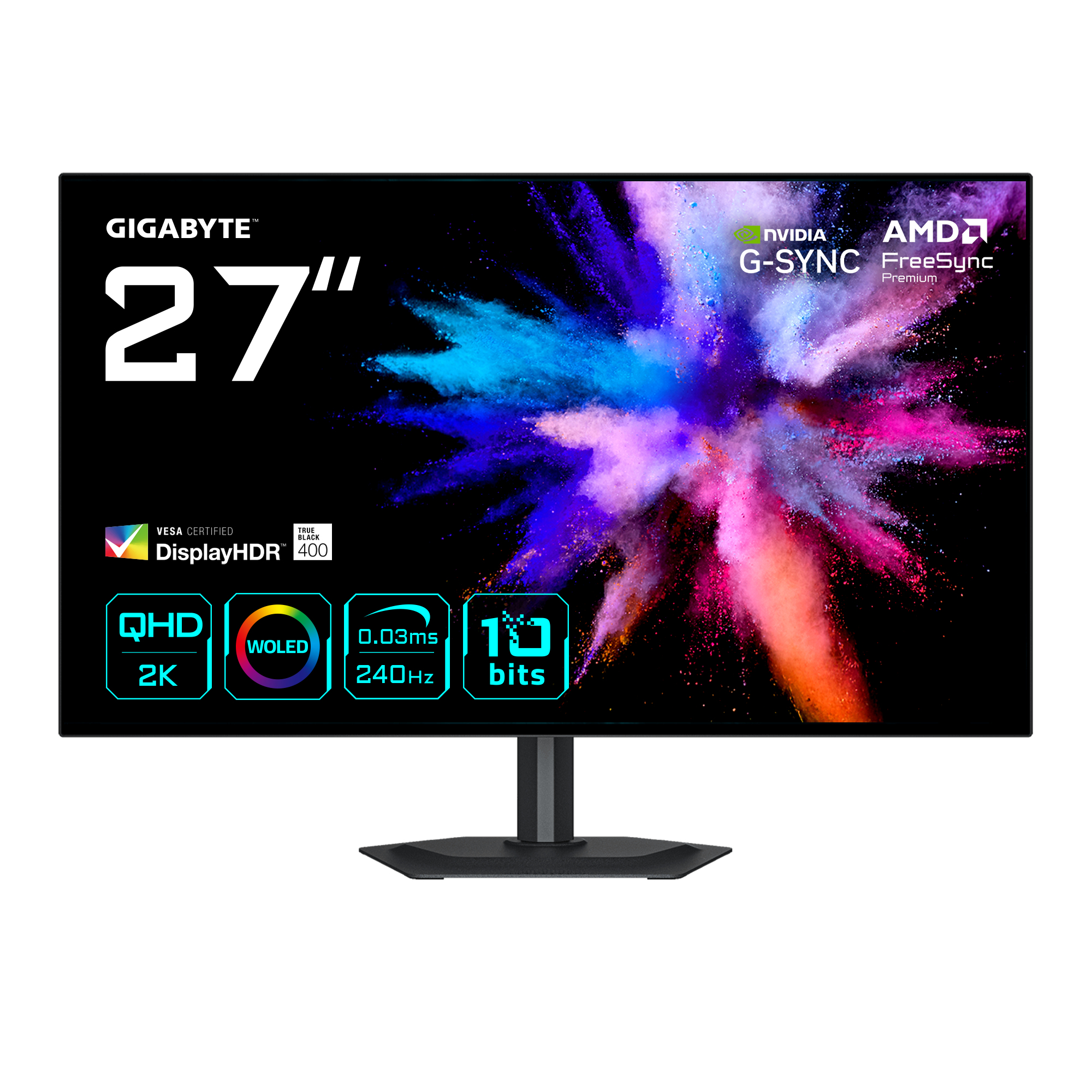 68,6cm/27" (2560x1440) GIGABYTE GO27Q24G WQHD WOLED 0,03ms 240Hz HDMI DisplayPort USB-C HDR VESA Pivot