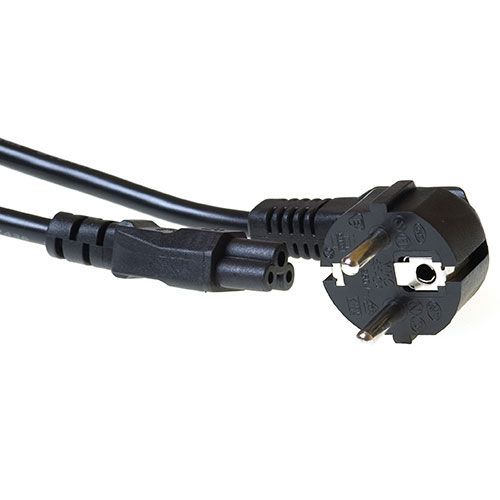 Powercord mains connector Schuko CEE 7/7 male (angled) - C5 IEC 60320 black 7 m