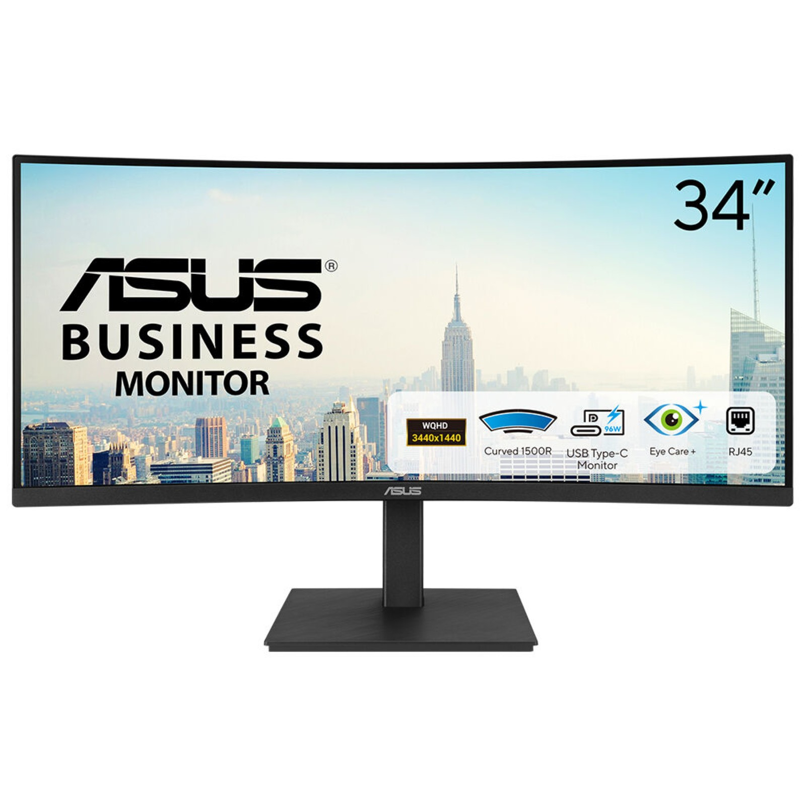 LCD ASUS 34"" VA34VCPSR 1500R Curved 3440x1440p VA 100Hz 96W USB-C PD, RJ45, Ergonomic Design