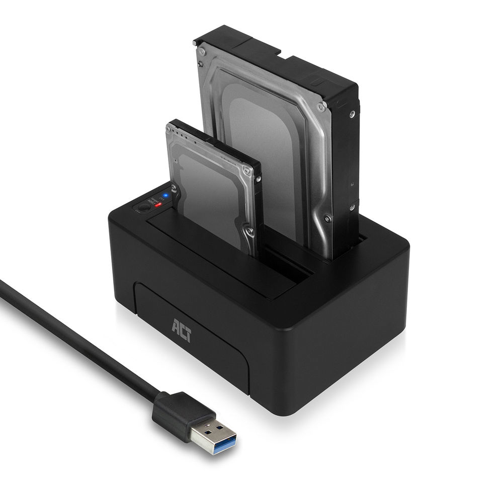 2.5 inch and 3.5 inch SATA dual HDD/SSD docking station, USB 3.2 Gen1
