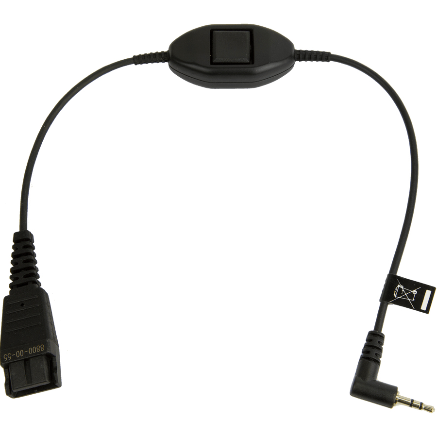 Jabra QD Cord to 2.5mm pin plug straight 0.3meters with call answering at cord e.g. for Philips Ericsson