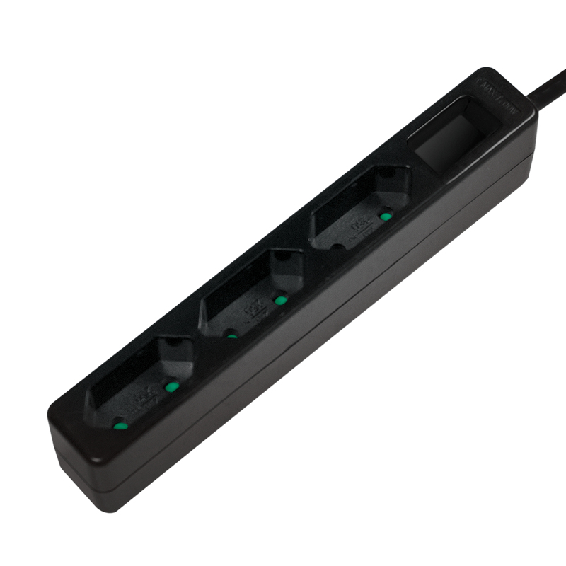 Outlet Strip, 3 euro sockets, black