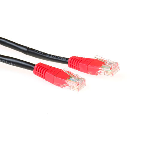 Black 1 meter U/UTP CAT5E patch cable cross with RJ45 connectors