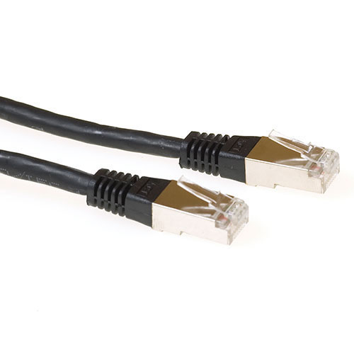 Black 1.5 meter LSZH SFTP CAT6A patch cable with RJ45 connectors