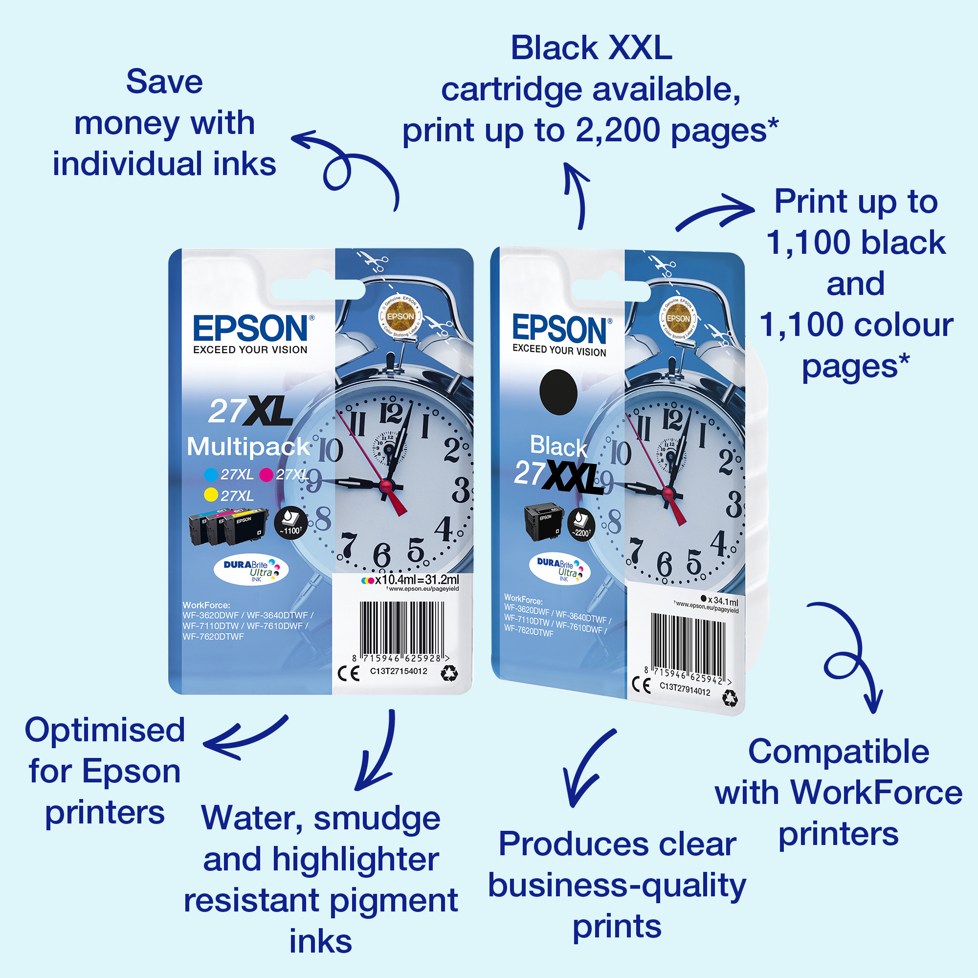 Epson 27 Sort 350 sider Blæk C13T27014012