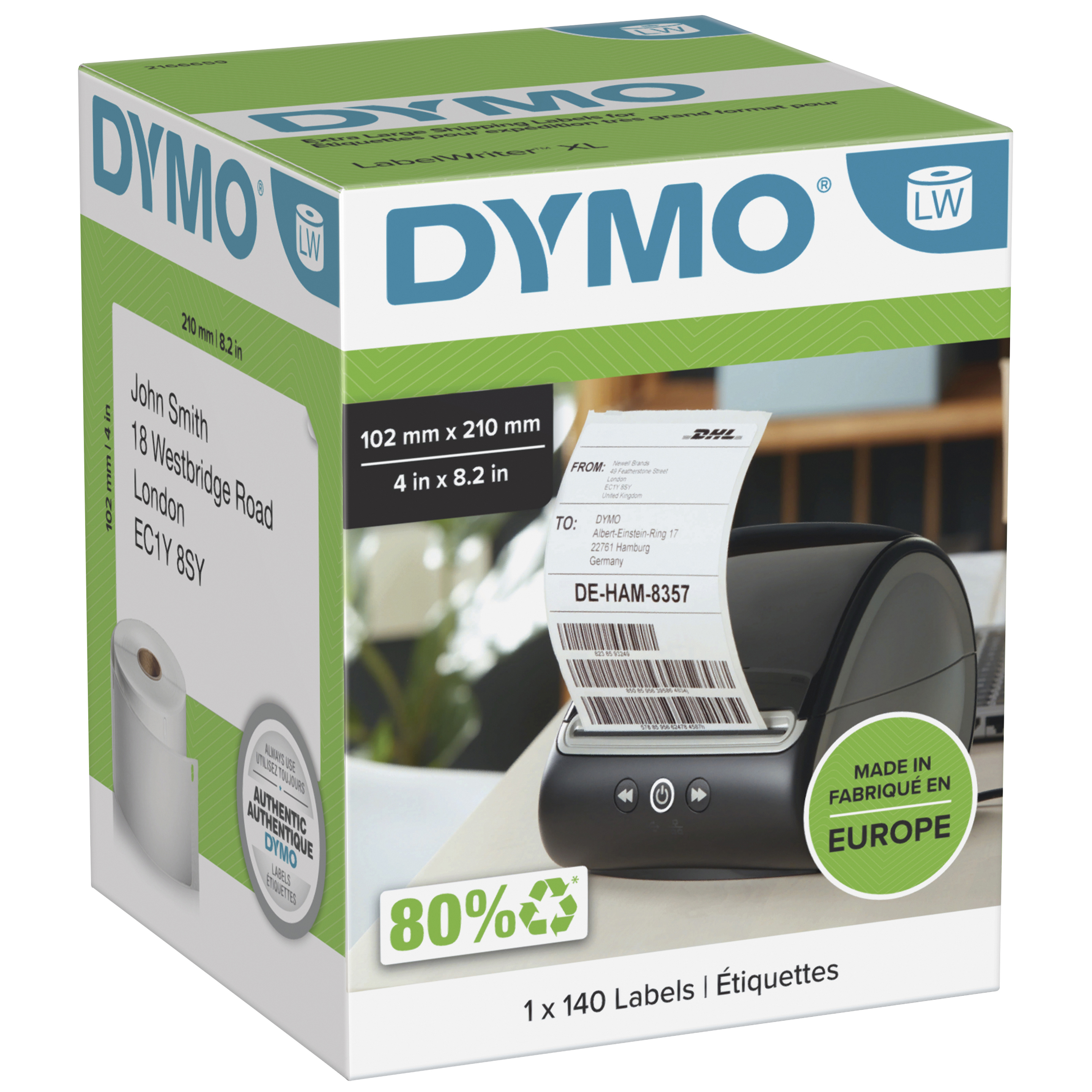 Dymo LW-DHL Versandetikett 102x210mm 1 Rolle à 140 Etiketten schwarz auf weiß