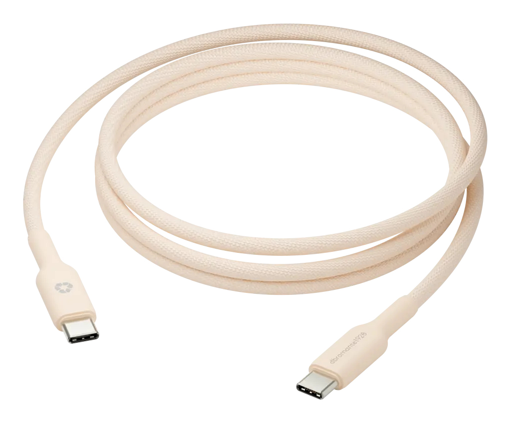dbramante1928 re-charge - USB-Kabel - USB-C (M) zu USB-C (M) - 1.5 m - geflochtener Kabel, USB-C Power Delivery (60W) - beige