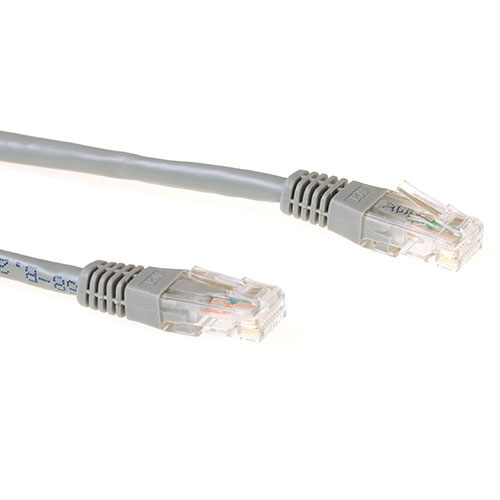 Grey 5 meter LSZH U/UTP CAT6 patch cable with RJ45 connectors