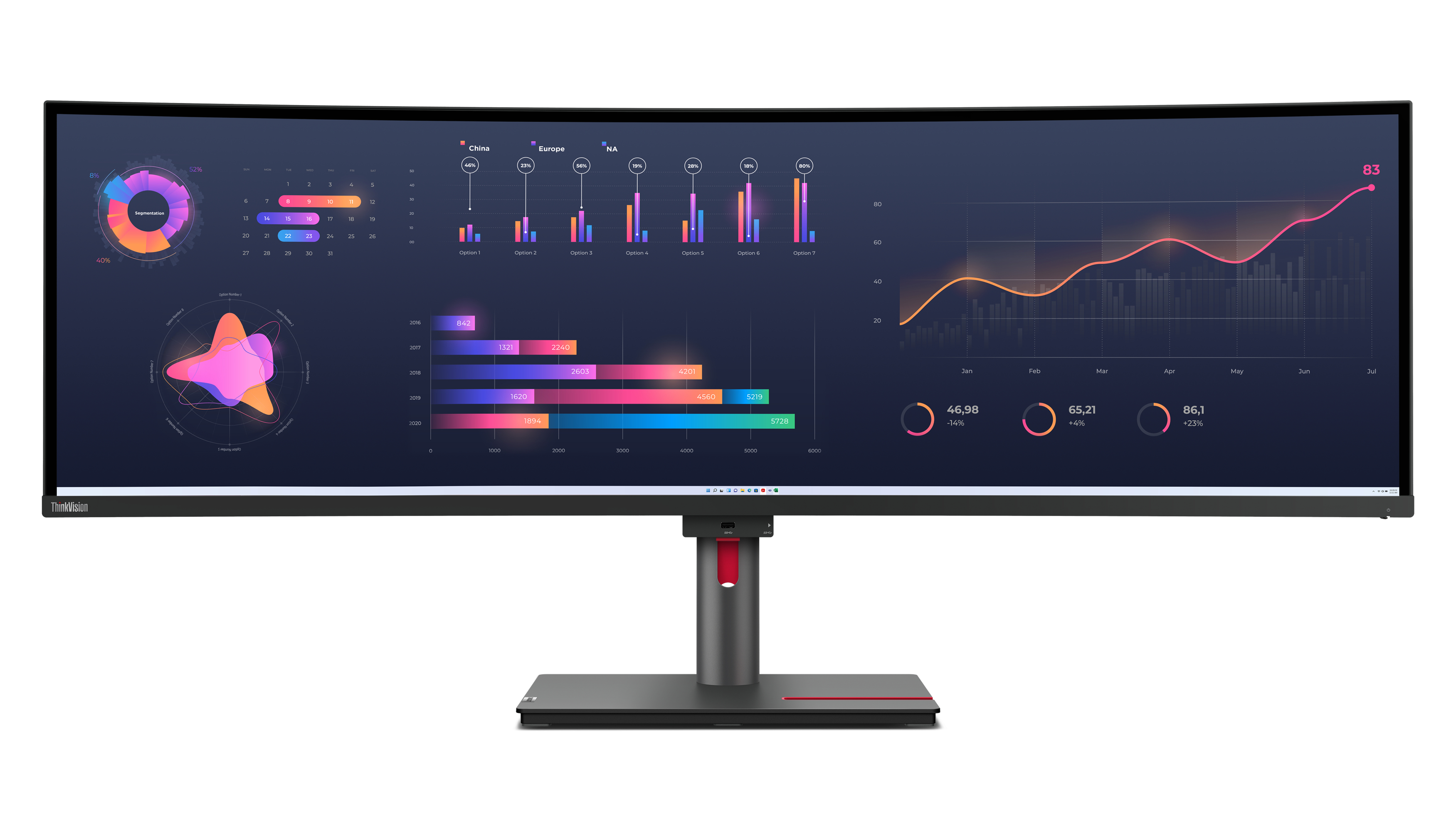 LENOVO ThinkVision P49w-30 LED monitor curved 49inch 5120x1440 UltraWide Dual QHD IPS HDR TB4 USB-C Dock 100W 2xHDMI DP 4xUSB RJ45