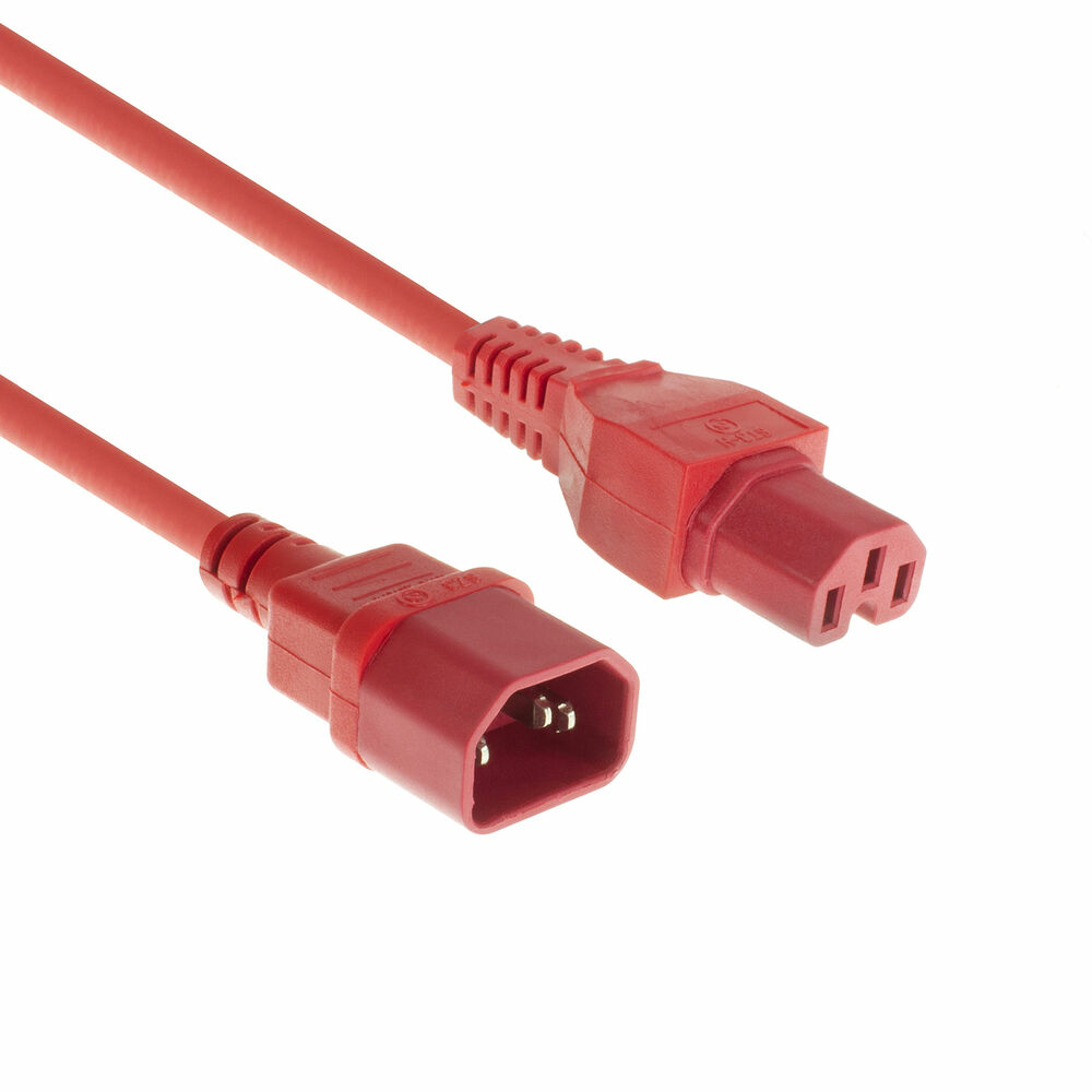 Powercord C14 - C15 red 3 m
