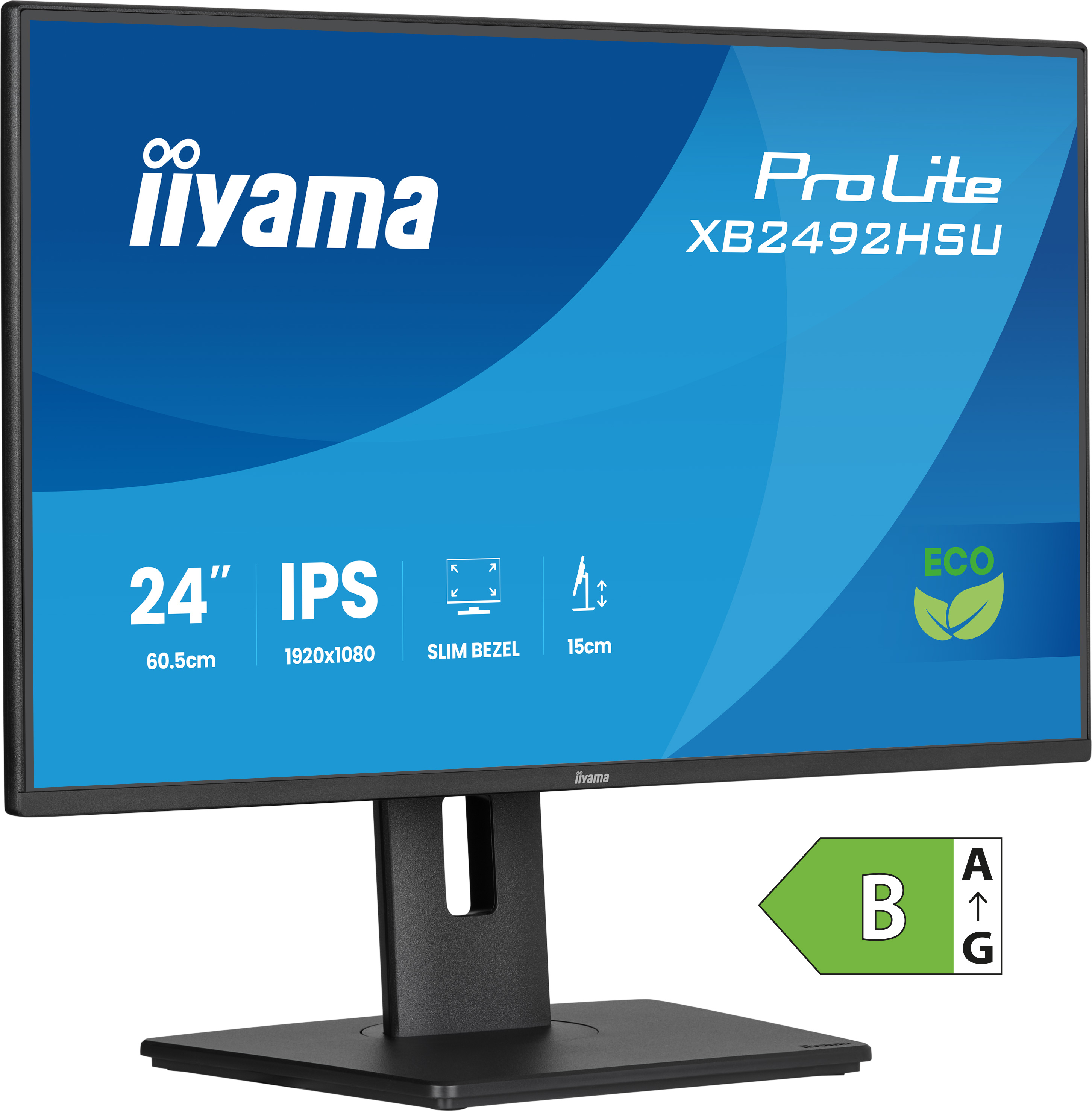 60,5cm/23,8" (1920x1080) iiyama ProLite XB2492HSU-B1 16:9 FHD IPS 3ms 120Hz HDMI DisplayPort USB VESA Speaker Black