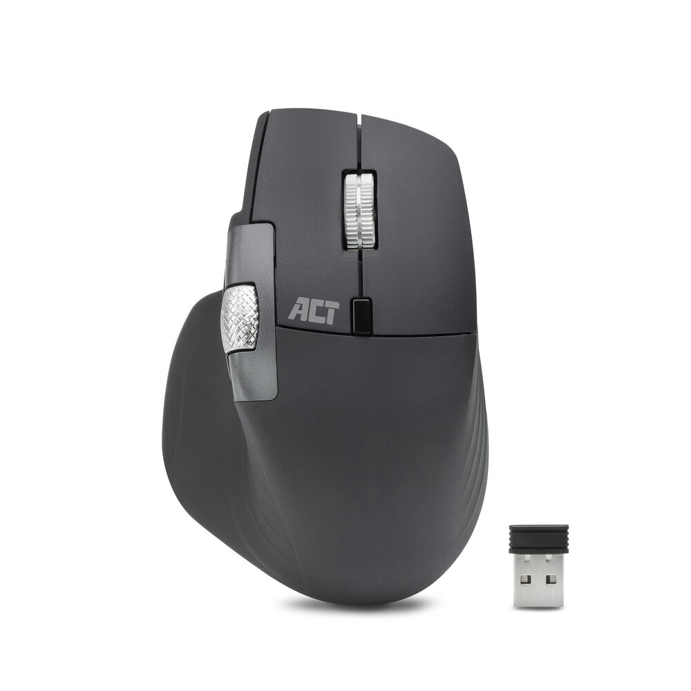 Wireless multi-connect mouse Bluetooth and USB receiver, rechargeable, 4800 DPI with silent click, fast scroll wheel and thumb scroll wheel