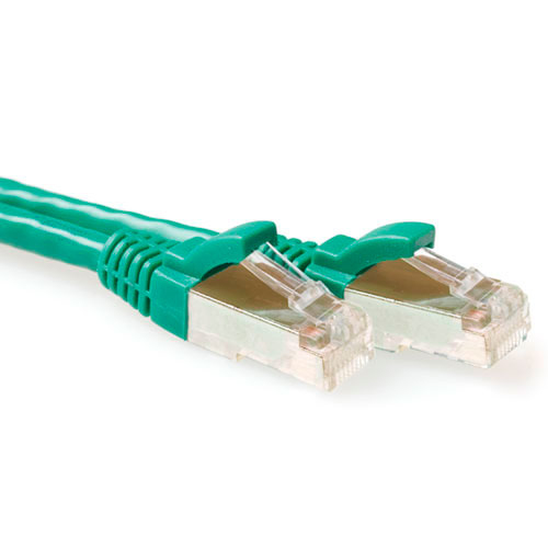 Green 2 meter SFTP CAT6A patch cable snagless with RJ45 connectors