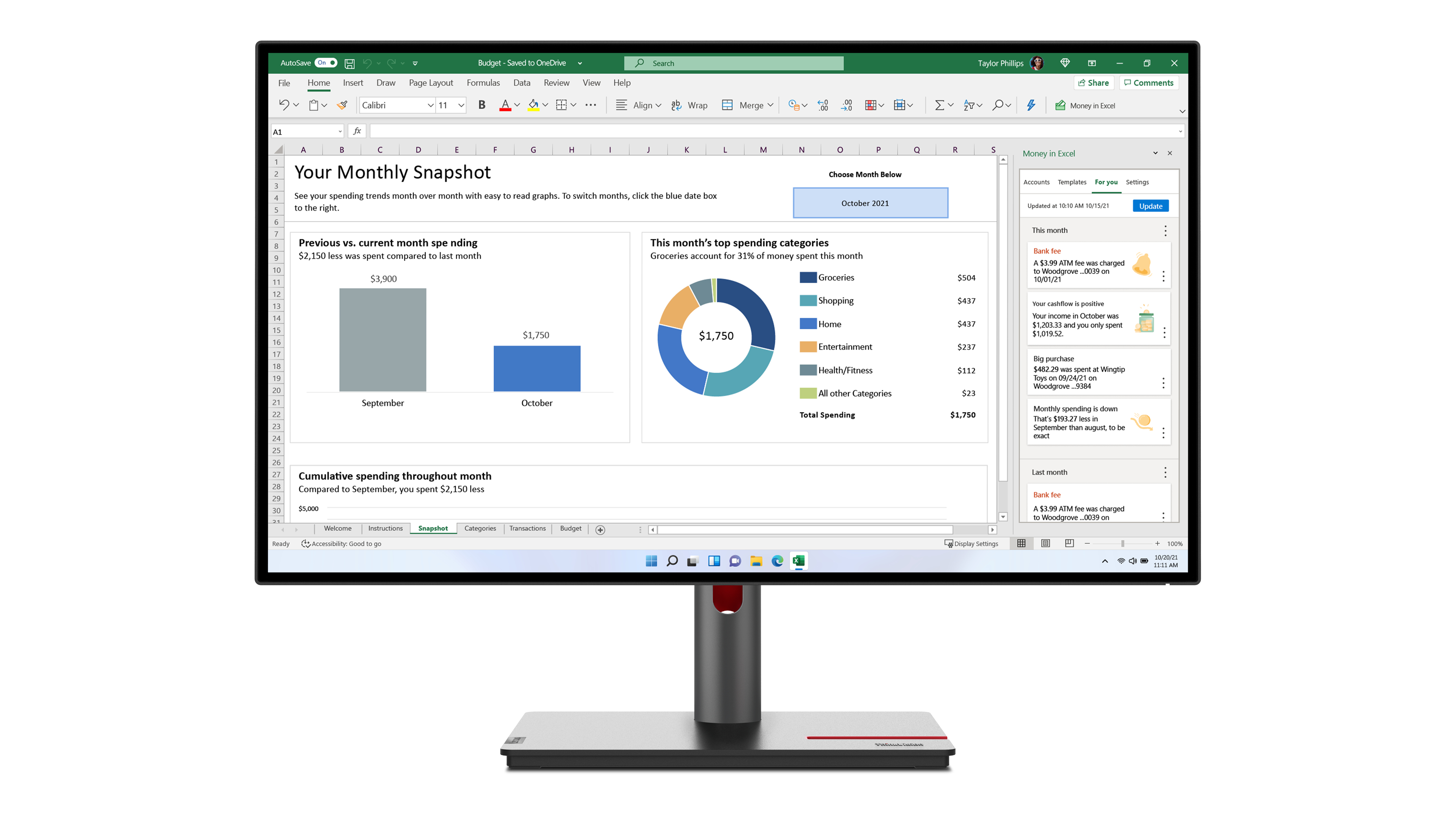 ThinkVision P27h-30 27" QHD Monitor -  USB-C (Bulk)