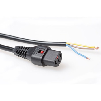 Powercord C13 IEC Lock - open end black 4 m, PC1026
