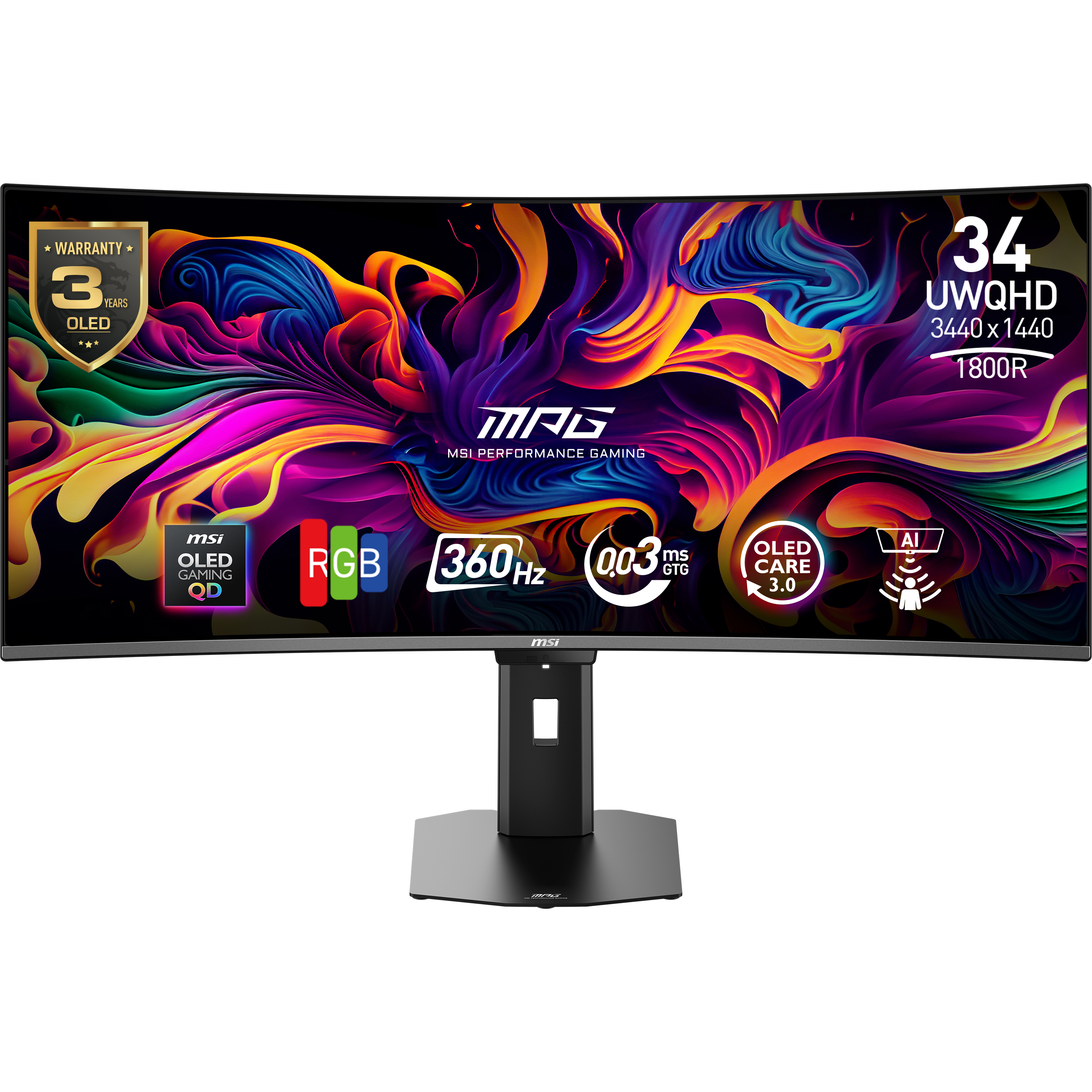MSI MPG 341CQRDE QD-OLED X36 Gaming Monitor - 360Hz, 0,03ms GtG