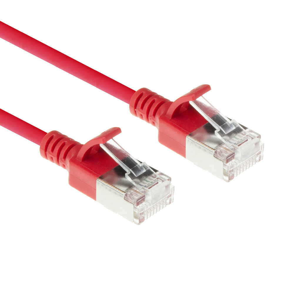 Red 5 meters LSZH S/FTP CAT6A slimline patch cable snagless with RJ45 connectors