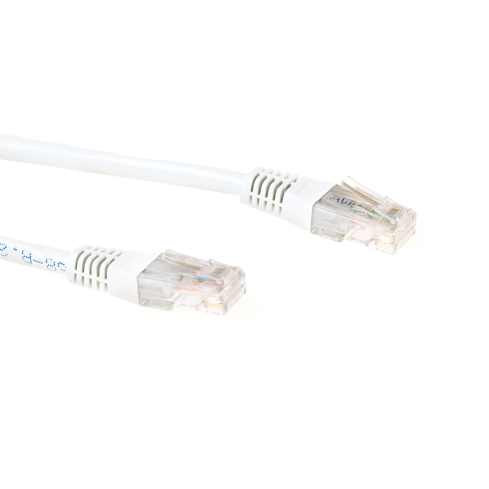White 0.5 meter LSZH U/UTP CAT6 patch cable with RJ45 connectors