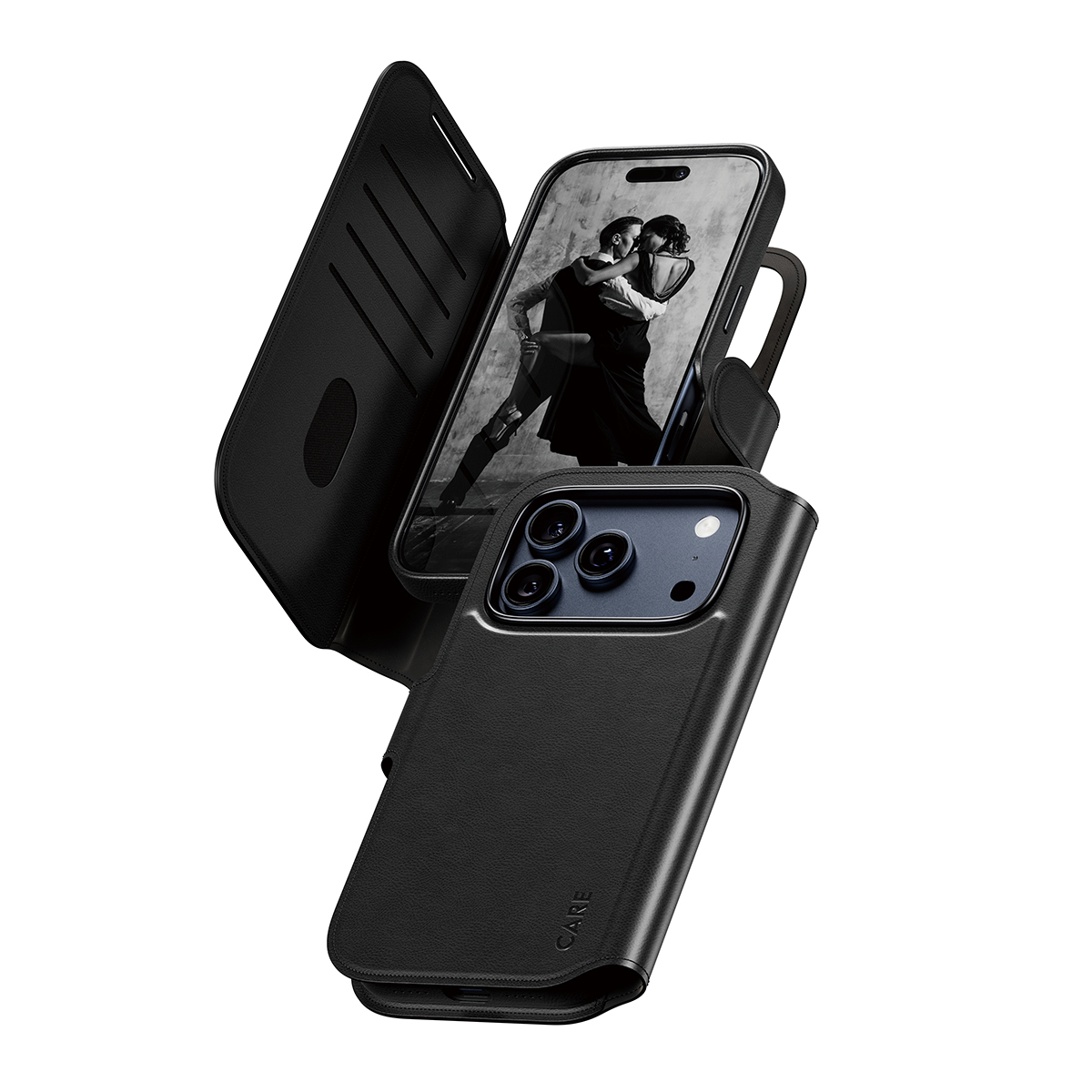 PanzerGlass CARE by Feature Case Tango Two-in-One Wallet w. MagSafe iPhone 17 Pro Beskyttelsescover Sort
