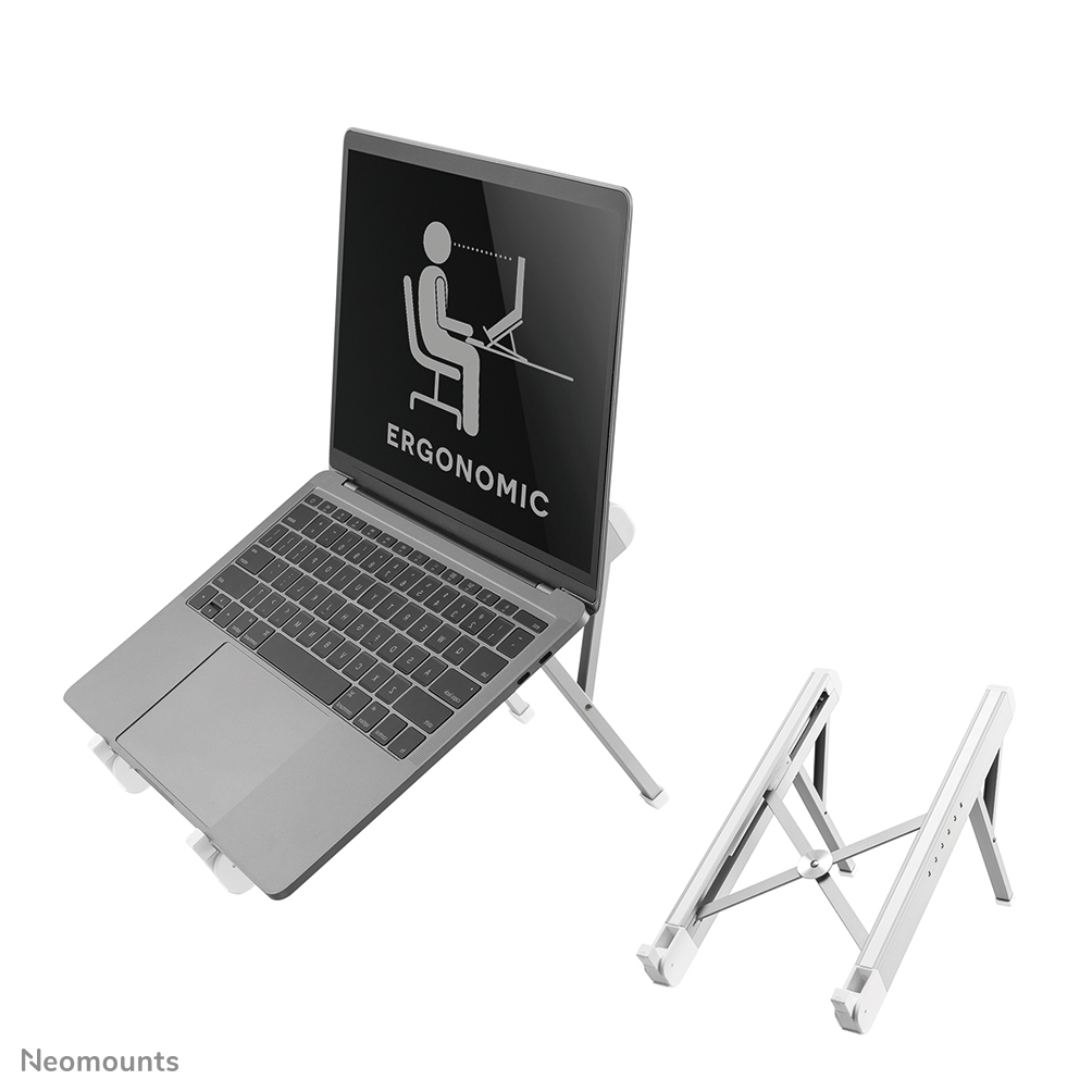 Neomounts NSLS010, Foldable Laptop  Stand, 11-17", Max 5 kg, 6  Height Positions, Compact, Universal - Silver laptop stand, Notebook stand,