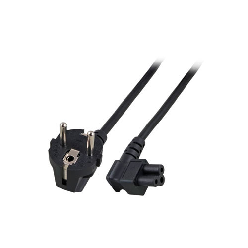 Powercord mains connector Schuko CEE 7/7 male (angled) - C5 (angled) IEC 60320 black 5 m