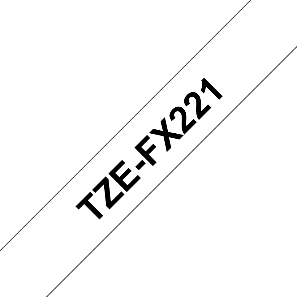 Brother TZeFX221 Tejp Sv.Text, Vit botten, 9mm